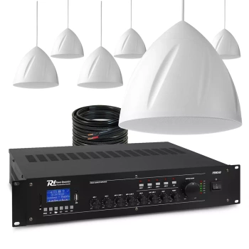 Zestaw białych głośników wiszących 6 x 5.25" PDS40W z wzmacniaczem