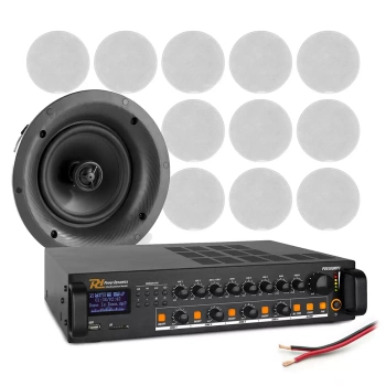 Profesjonalny system głośników sufitowych 12 x 6.5" FCS6  z wzmacniaczem 4 strefowym