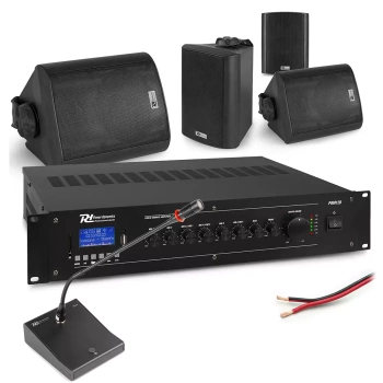 Zestaw czarnych głośników naściennych 4 x 4" BC40V z mikrofonem konferencyjnym biurkowym