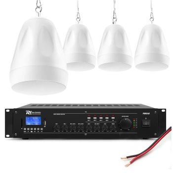 Zestaw białych głośników wiszących 4 x 6.5" PDS65W z wzmacniaczem