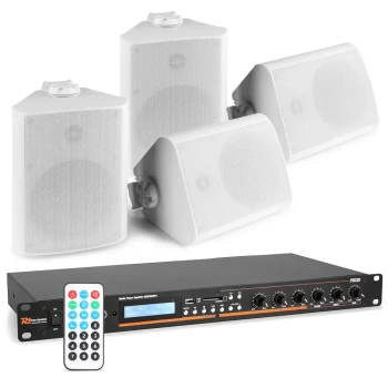 Zestaw białych głośników naściennych 4 x 5.25" 120W BGO50 z odtwarzaczem cyfrowym