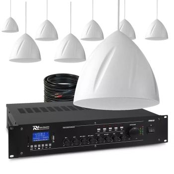 Zestaw białych głośników wiszących 8 x 5.25" PDS40W z wzmacniaczem