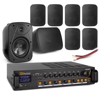 Zestaw profesjonalnych głośników naściennych 8 x 5" BD50TB z wzmacniaczem 4 strefowym