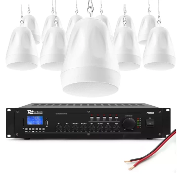 Zestaw białych głośników wiszących 12 x 6.5" PDS65W z wzmacniaczem