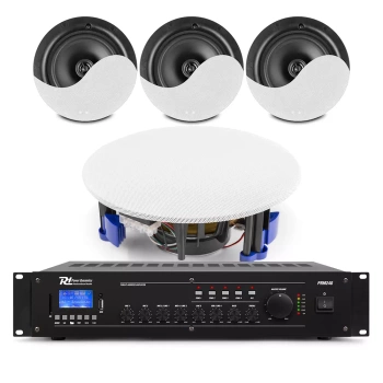 Zestaw białych głośników sufitowych 4 x 8" NCSP8 z wzmacniaczem