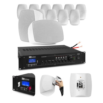 Zestaw głośników naściennych 12 x BHW50BK 5" 80W z wzmacniaczem 100V