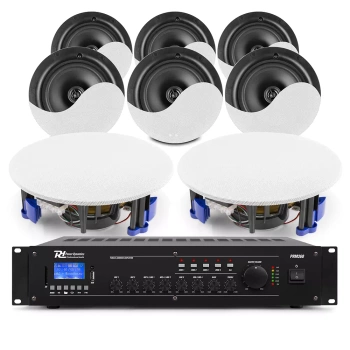 Zestaw białych głośników sufitowych 8 x 8" NCSP8 z wzmacniaczem