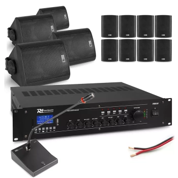 Zestaw czarnych głośników naściennych 12 x 4" BC40V z mikrofonem konferencyjnym biurkowym