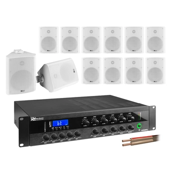6 strefowy system białych głośników naściennych 12 x BC50V z wzmacniaczem bluetooth 400W