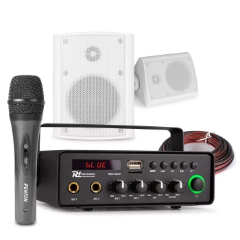 System zewnętrznych czarnych głośników 2 x 5.25" BGO50 z 12V wzmacniaczem mobilnym oraz mikrofonem