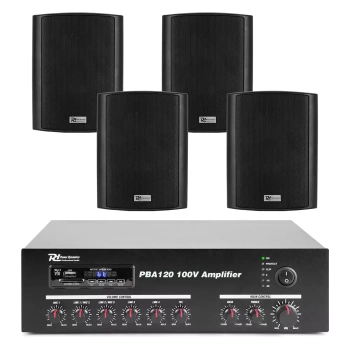 Zestaw odpornych na warunki pogodowe głośników 4 x 5.25" BC50V czarnych z wzmacniaczem bluetooth