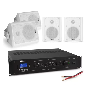 Zestaw białych głośników naściennych 4 x 4" BC40V  z wzmacniaczem