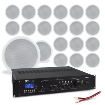 Zestaw białych głośników instalacyjnych 20 x 6.5" CSPB6 100V z wzmacniaczem