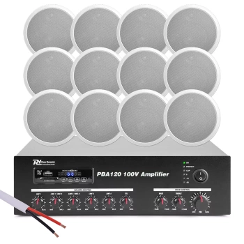 Zestaw białych głośników instalacyjnych 12 x 5" CSPB5 100V z wzmacniaczem bluetooth