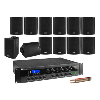 6 strefowy system czarnych głośników naściennych 12 x BC40V z wzmacniaczem bluetooth