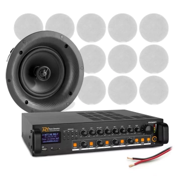 Profesjonalny system głośników sufitowych 12 x 8" FCS8 z wzmacniaczem 4 strefowym