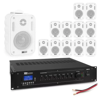 Zestaw białych głośników naściennych 12 x 3" BC30V z wzmacniaczem